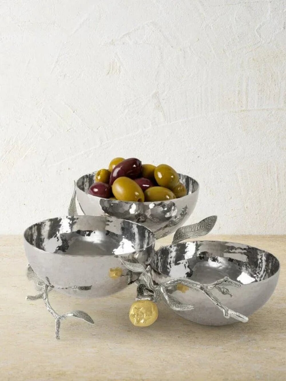 Michael Aram Pomegranate Silver and Gold Triple Bowl